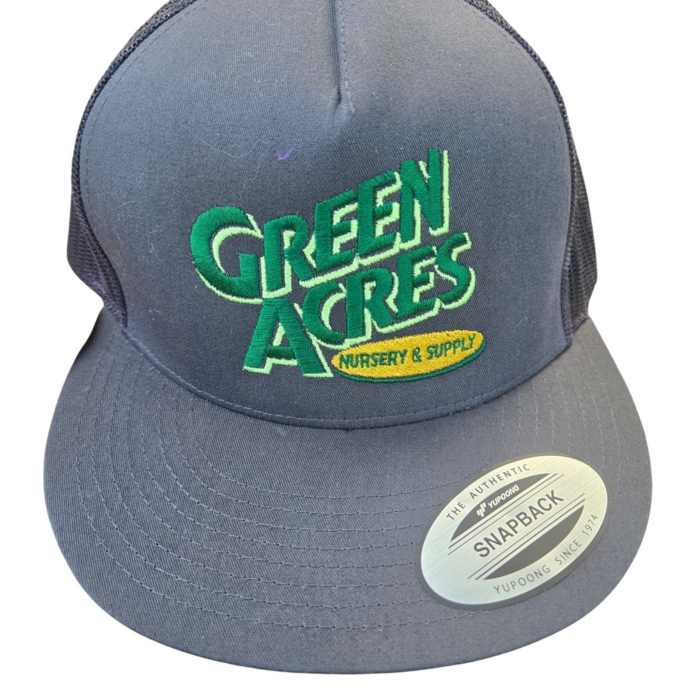 Green Acres Nursery Supply Trucker Hat Snapback Mesh Cap Yupoong NWOT